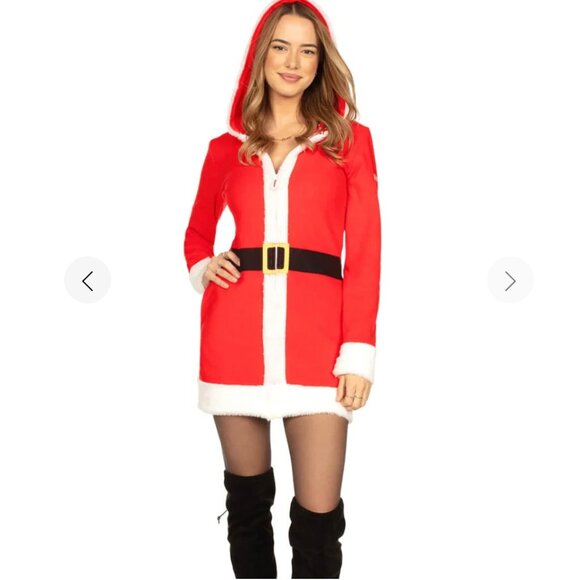 NWT Tipsy Elves Mrs Claus Cozy Zip Up Dress XS - Picture 1 of 7